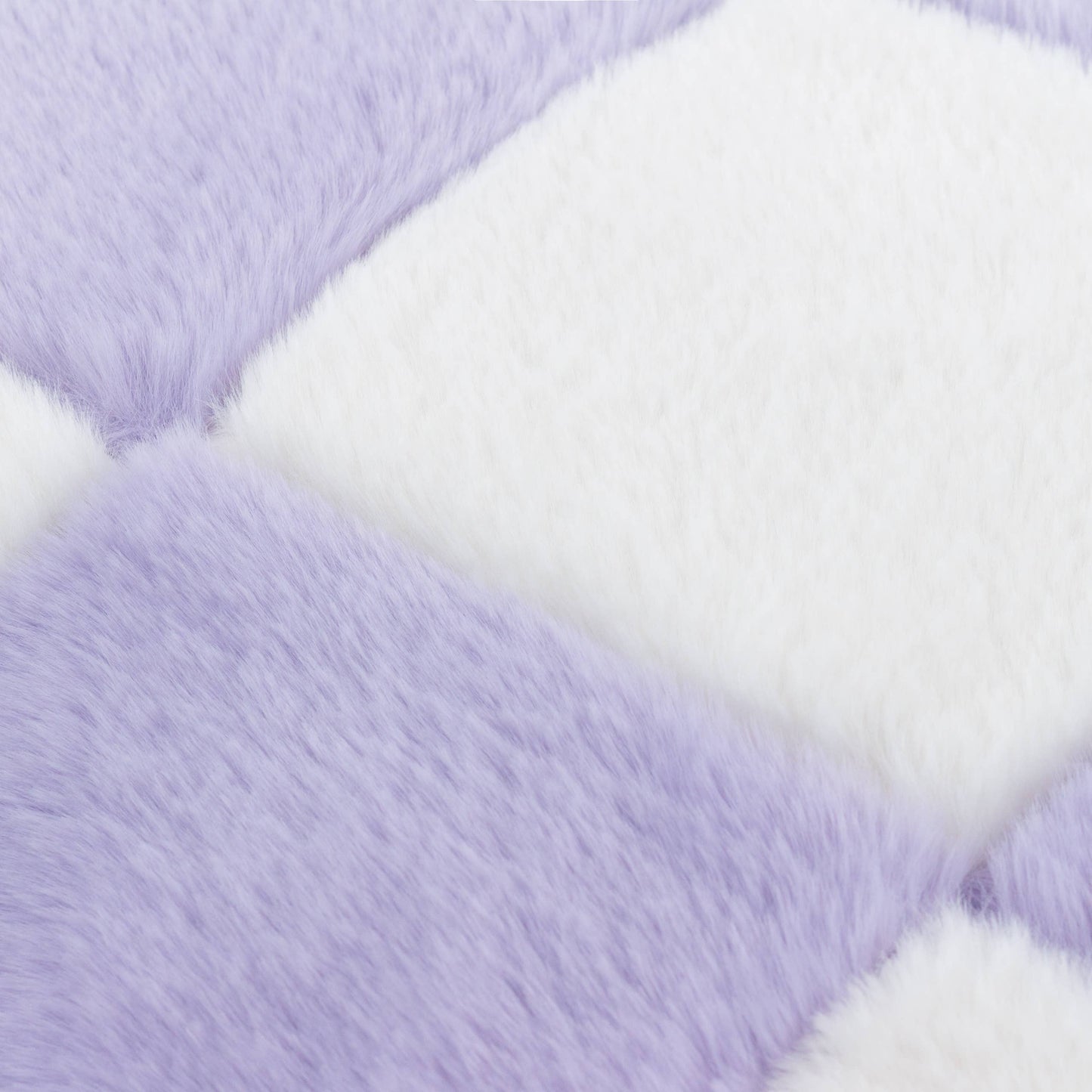 Cozee Check Faux Fur Cushion Lilac