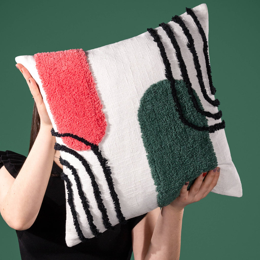 Elmer Cotton Tufted Cushion Pink/Jade