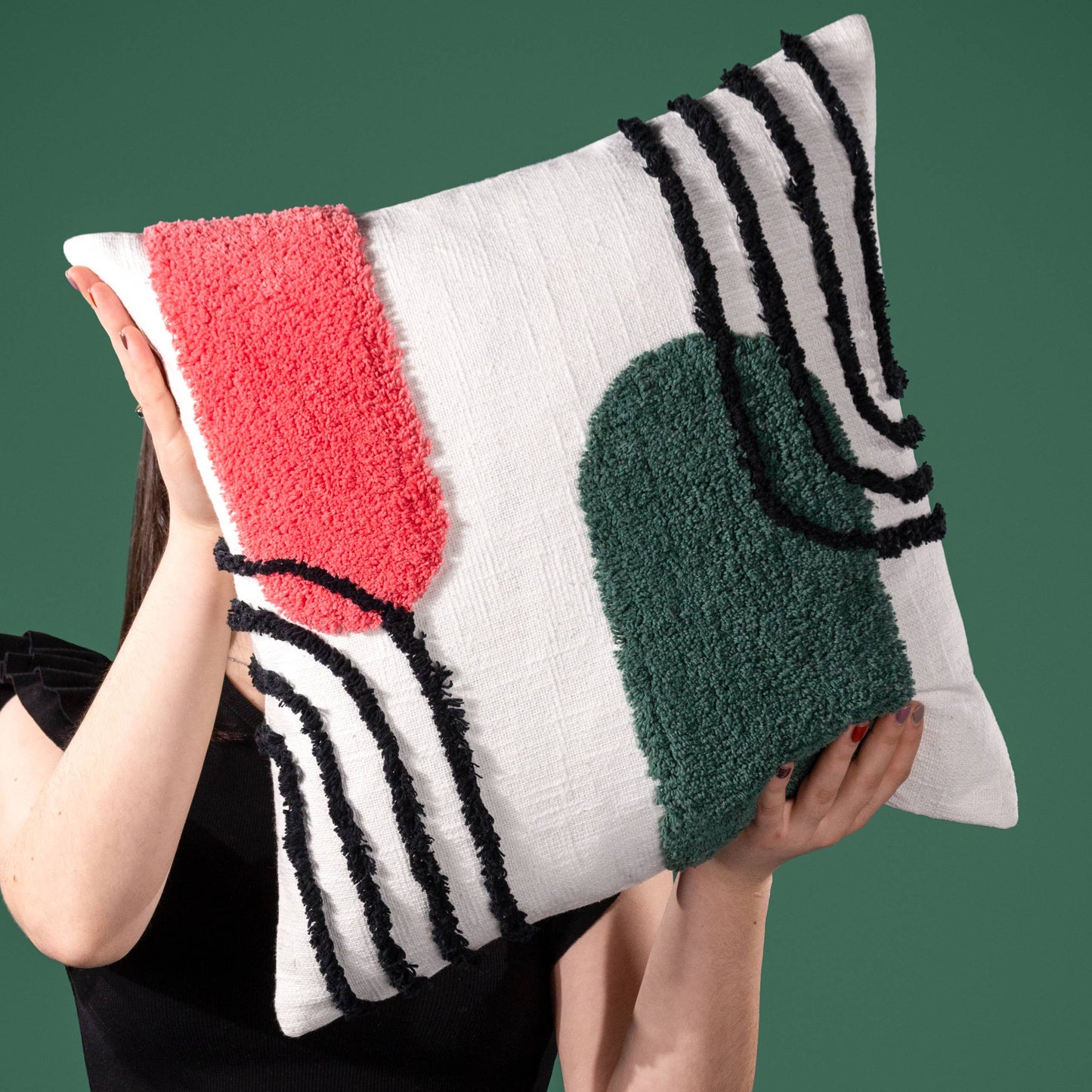 Elmer Cotton Tufted Cushion Pink/Jade