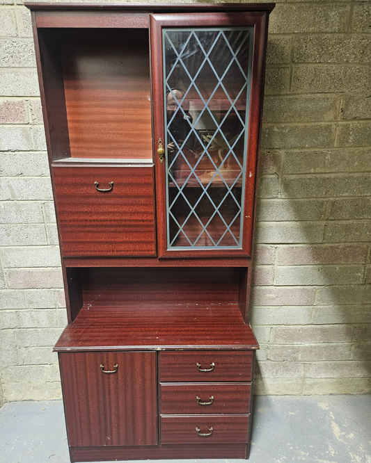 Old Mahogany Cabinet With Glass Door