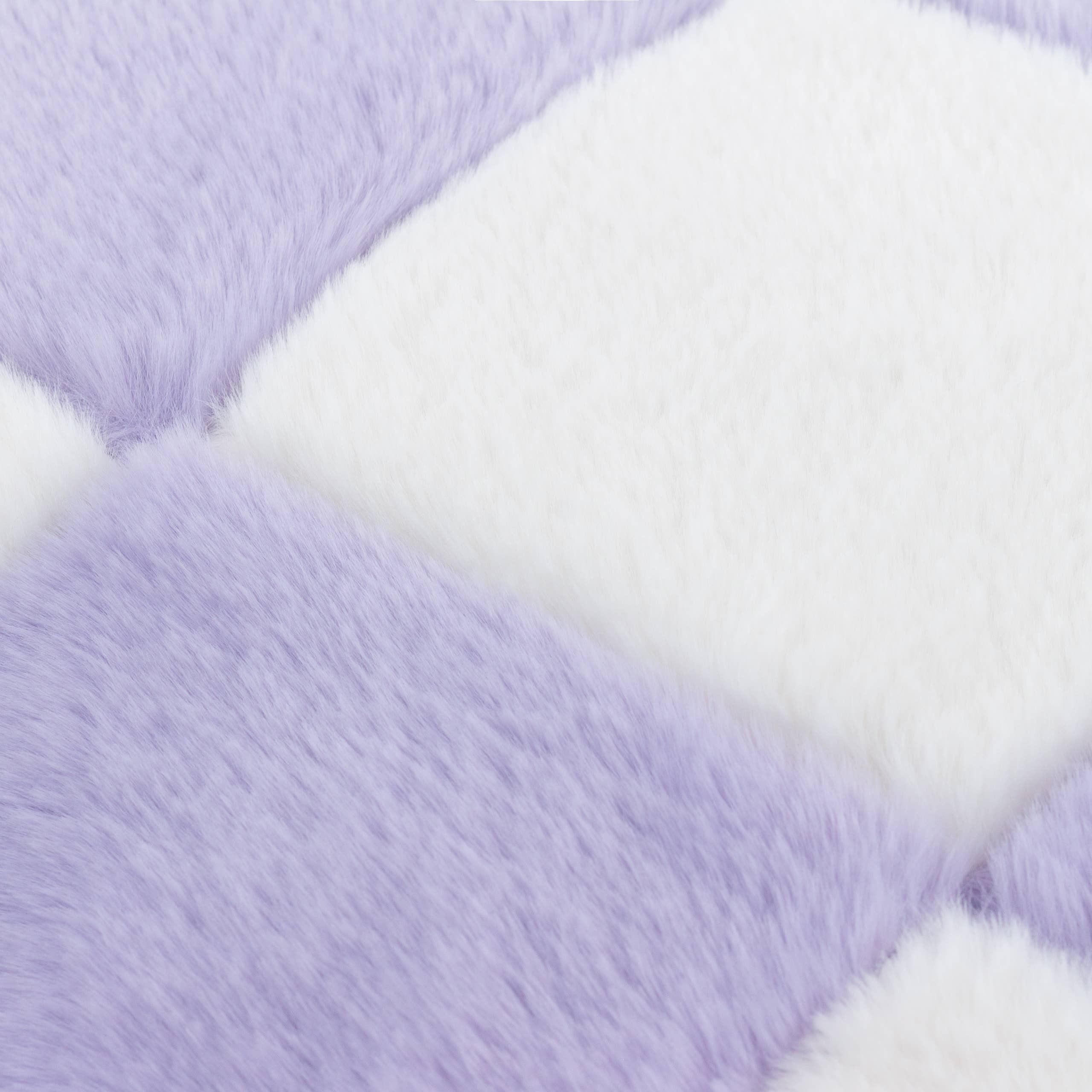 Cozee Check Faux Fur Cushion Lilac