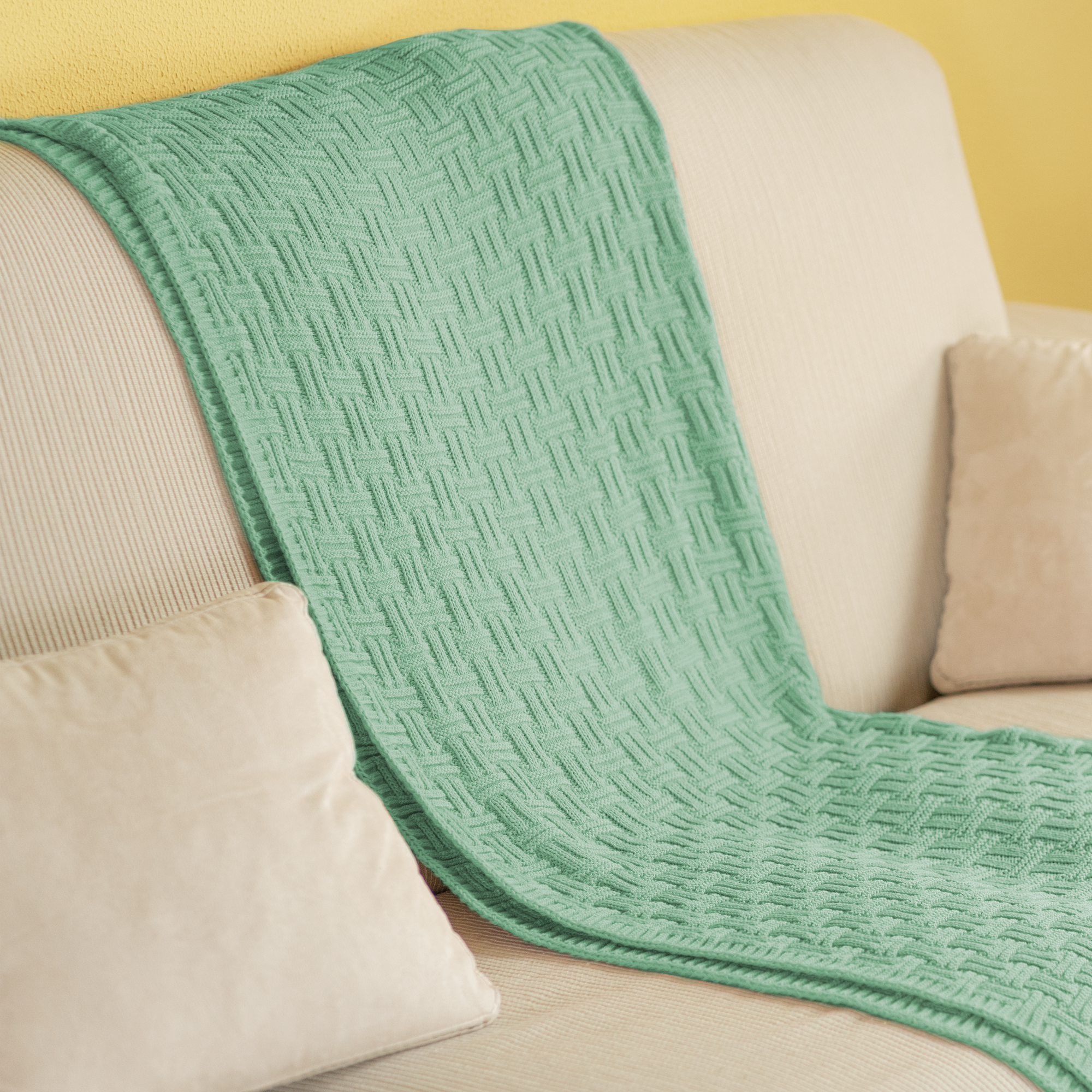 MINT REVERSE KNIT BLANKET