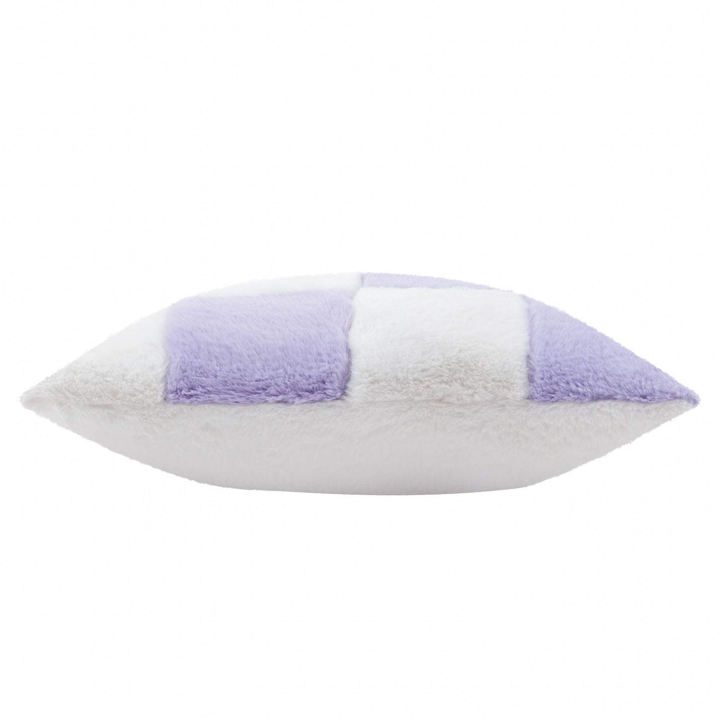 Cozee Check Faux Fur Cushion Lilac
