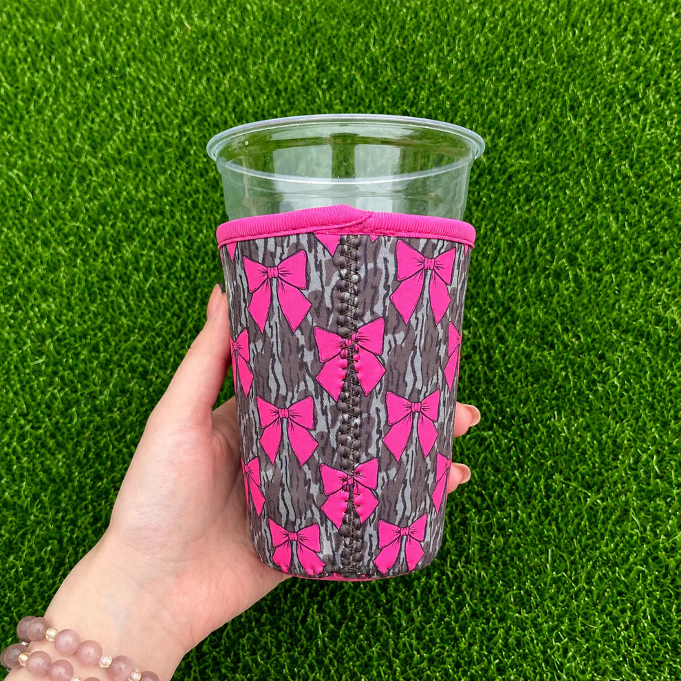 Pink Bows Camo Drink Koozie