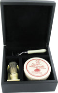 Wooden Gift Box with Black Mixed Brush & Razor
