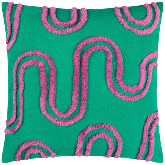 Archie Tufted Cushion Turquoise/Purple