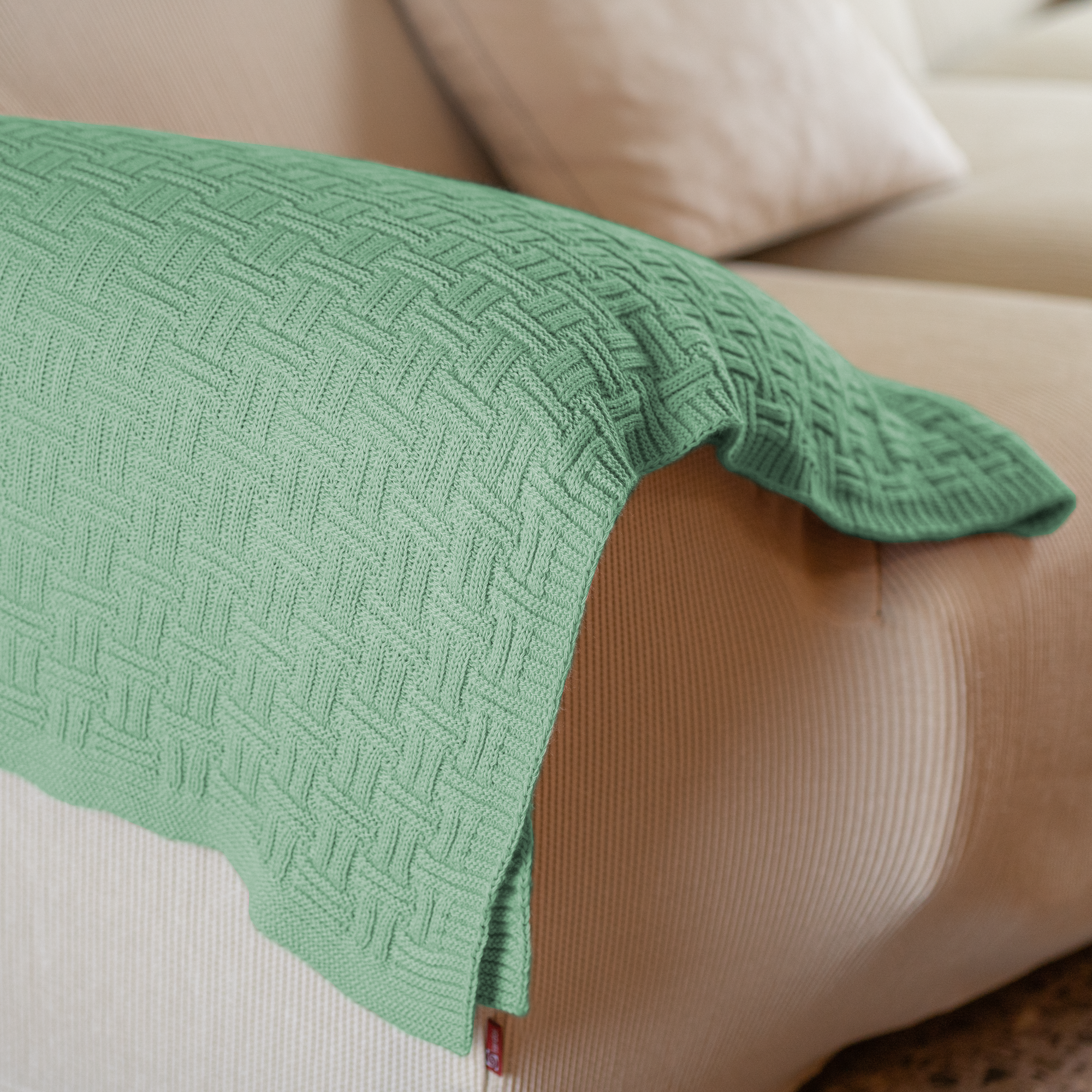 MINT REVERSE KNIT BLANKET